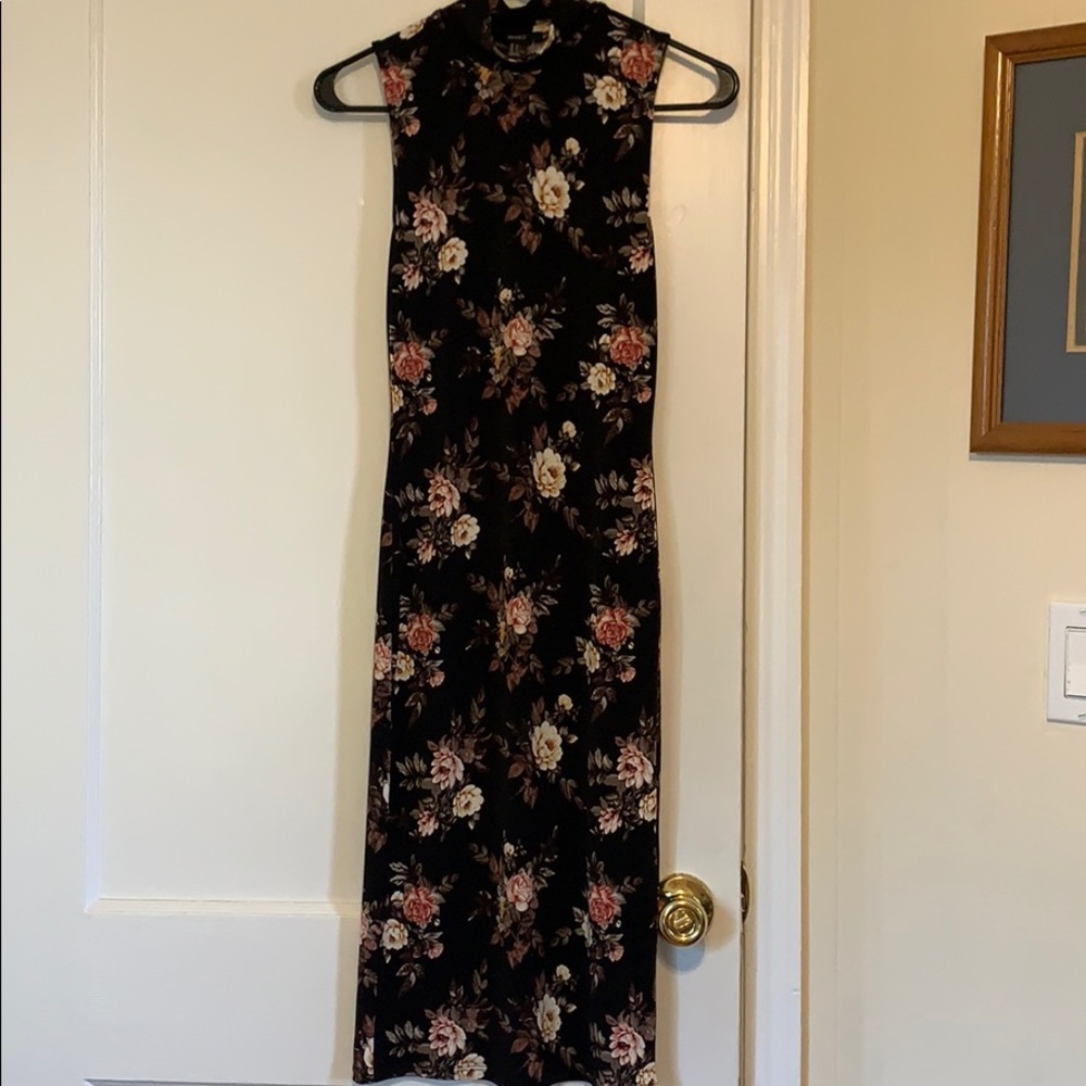 Floral mock neck midi dress